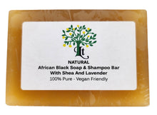 Lade das Bild in den Galerie-Viewer, African Black Soap And Shampoo Bar, Enriched With Shea Butter And Lavender
