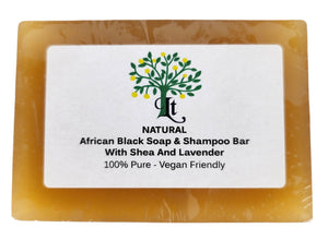 African Black Soap And Shampoo Bar, Enriched With Shea Butter And Lavender