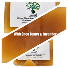 Chargez l&#39;image dans la visionneuse de la galerie,African Black Soap And Shampoo Bar, Enriched With Shea Butter And Lavender
