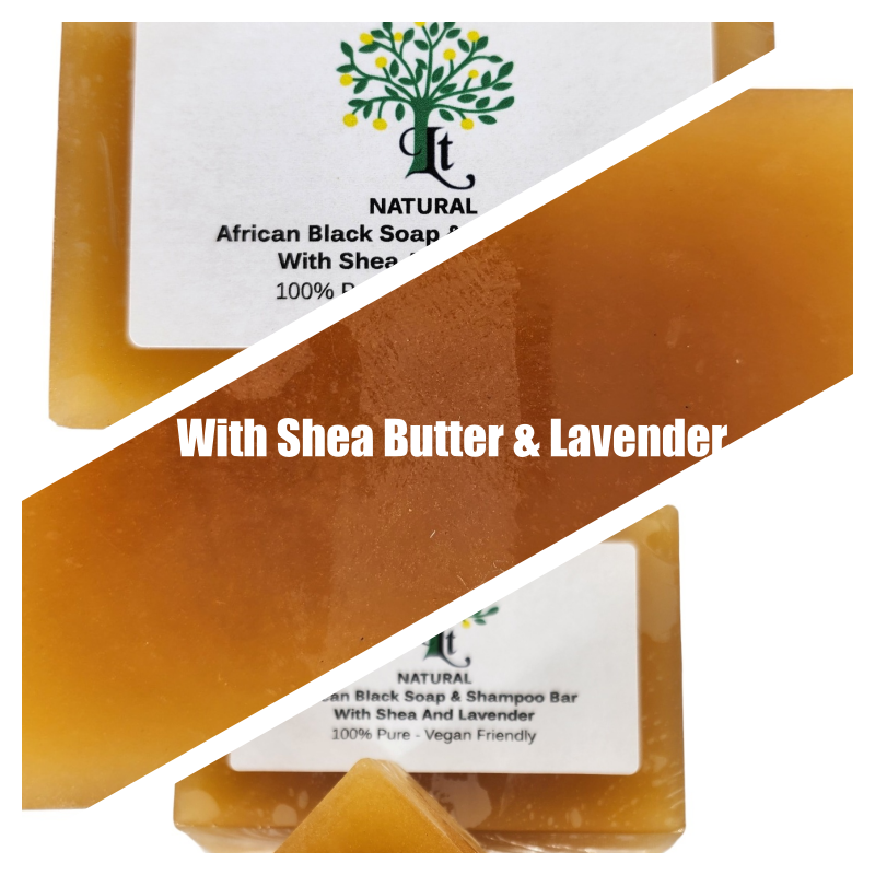 African Black Soap And Shampoo Bar, Enriched With Shea Butter And Lavender