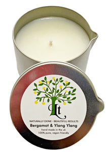 Massage Candle Bergamot & Ylang Ylang Skin Nourishing Anti Ageing 100% Natural