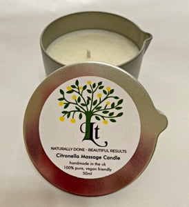 Citronella Massage Candle - Natural Protection Against Flying Insects - Lemon Tree Natural Skin Care