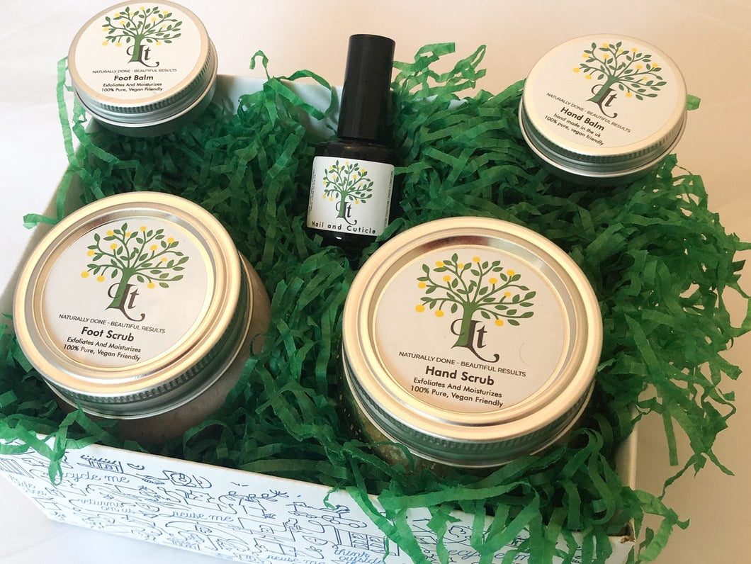 Vegan Hand And Foot Care Gift Box - Exfoliate Nourish And Moisturise - Lemon Tree Natural Skin Care
