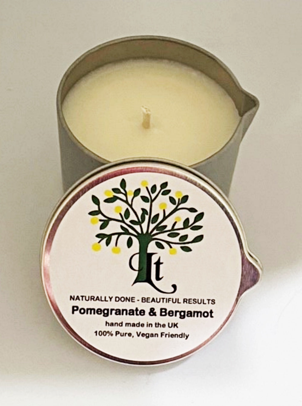 Massage Candle Bergamot & Pomegranate For Acne Prone Skin, Scarring, Skin Damage 100% Natural